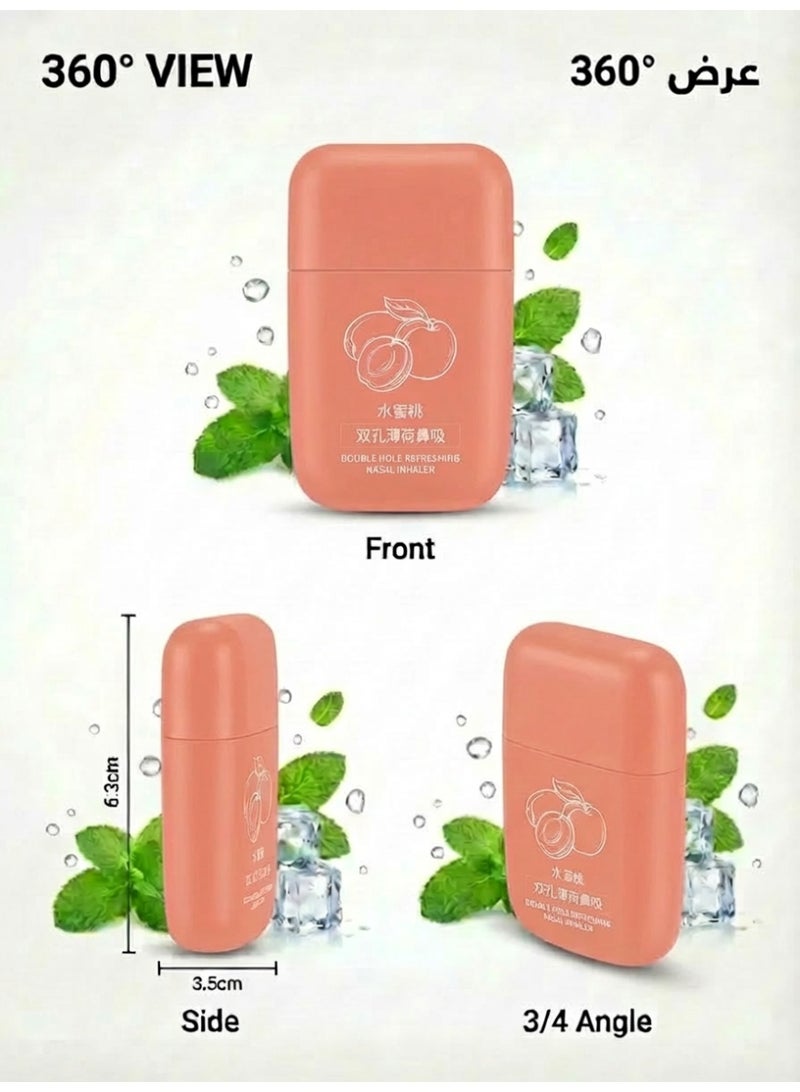 ​ عصي استنشاق الأنف بالخوخ والنعناع 1 قطعة - ثنائي الفوهات بدون إضافات | قابل لإعادة الاستخدام ومحمول | راحة تنعش يومية | للعائلة والدراسة والسفر - مقبول لعائلات السعودية - Image 5